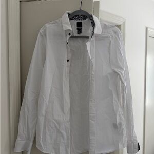 H&M White Men’s Dress Shirt with Black Trim